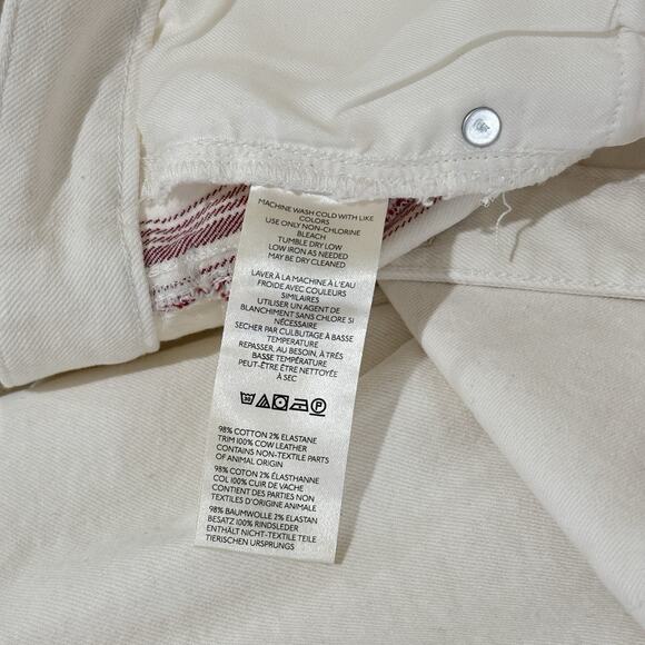 Anthropologie Pilcro Dishtowel Stripe Mid-Rise Wide-Leg Jeans Womens 32 Ivory - Picture 6 of 13